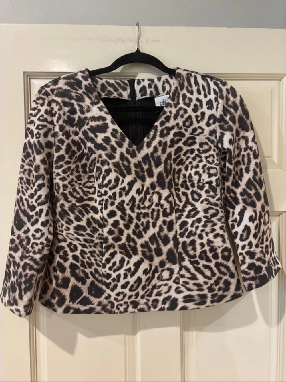 CAbi Leopard Print V-Neck Top - Brown & Black